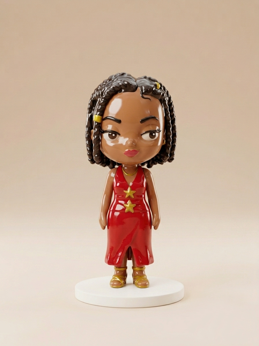 Figurine 3D Ti Moun détail de la coiffure et de la tenue