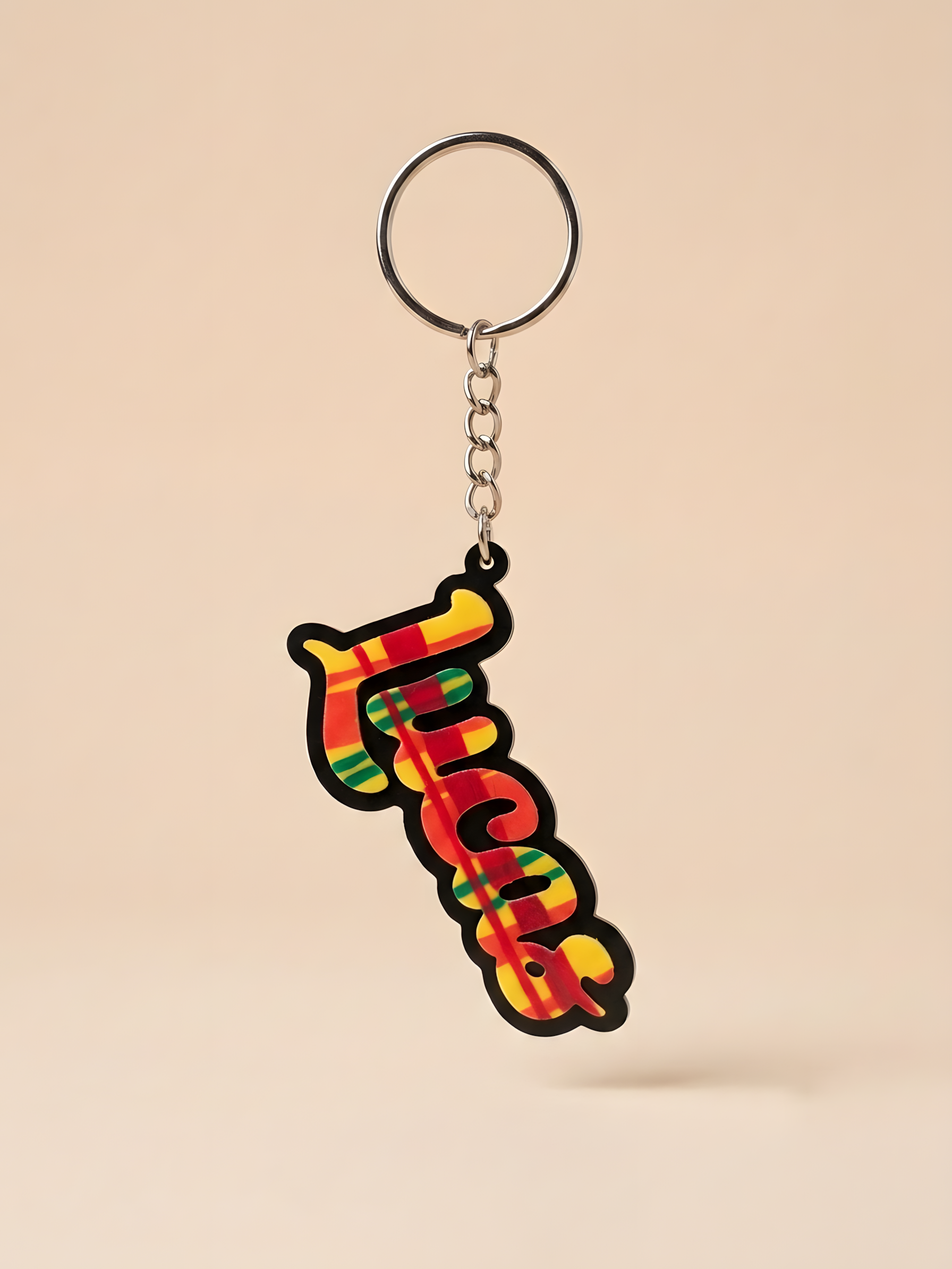 Porte-clé prénom Ti Non motif Madras antillais